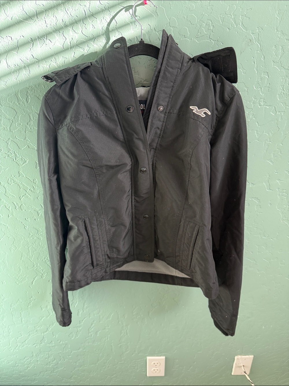 Hollister Black Hooded all weather Jacket